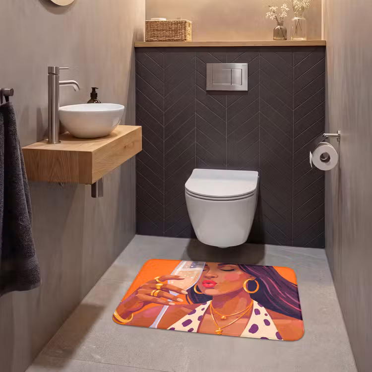 Wc Mat - Vrouw - Champagne - Feest - Modern - Oranje — 2