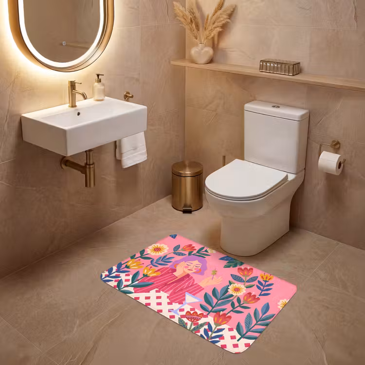 Wc Mat - Vrouw - Cocktail - Bloemen - Modern - Roze — 4