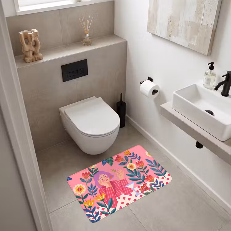 Wc Mat - Vrouw - Cocktail - Bloemen - Modern - Roze — 6