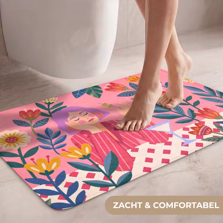 Wc Mat - Vrouw - Cocktail - Bloemen - Modern - Roze — 7