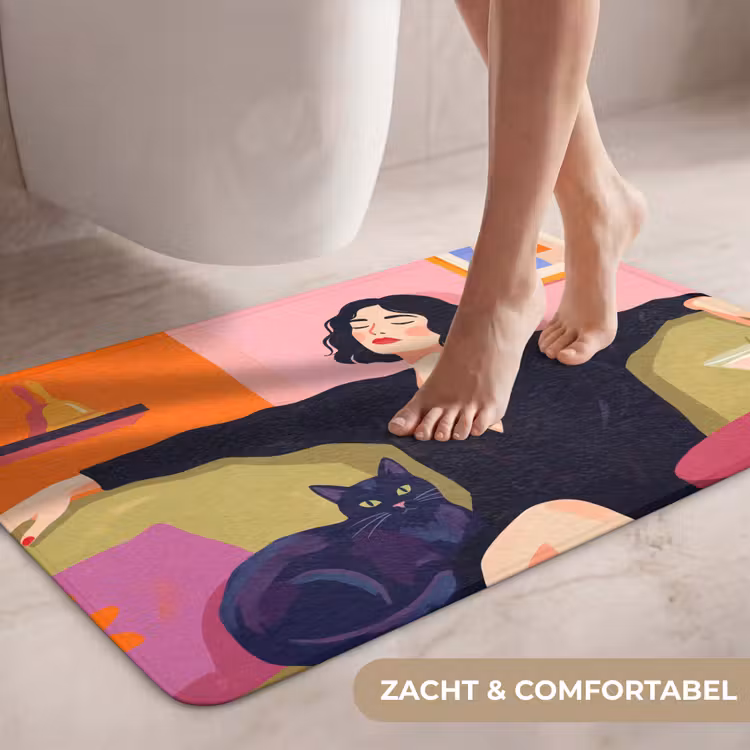 Wc Mat - Vrouw - Kat - Interieur - Modern - Kleurrijk — 7