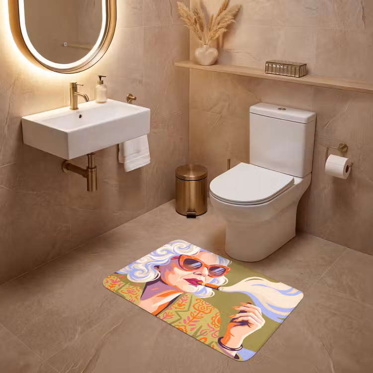 Wc Mat - Vrouw - Zonnebril - Portret - Modern - Kleurrijk — 4