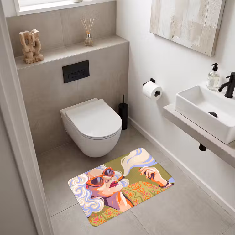 Wc Mat - Vrouw - Zonnebril - Portret - Modern - Kleurrijk — 6
