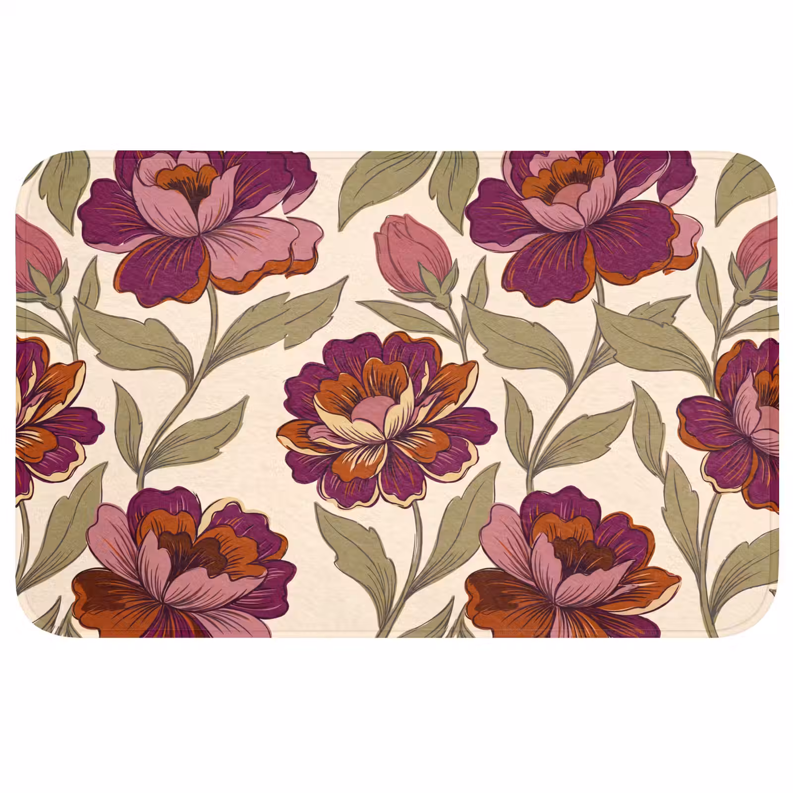 Wc Mat - Bloemen - Patroon - Natuur - Modern - Paars — 1