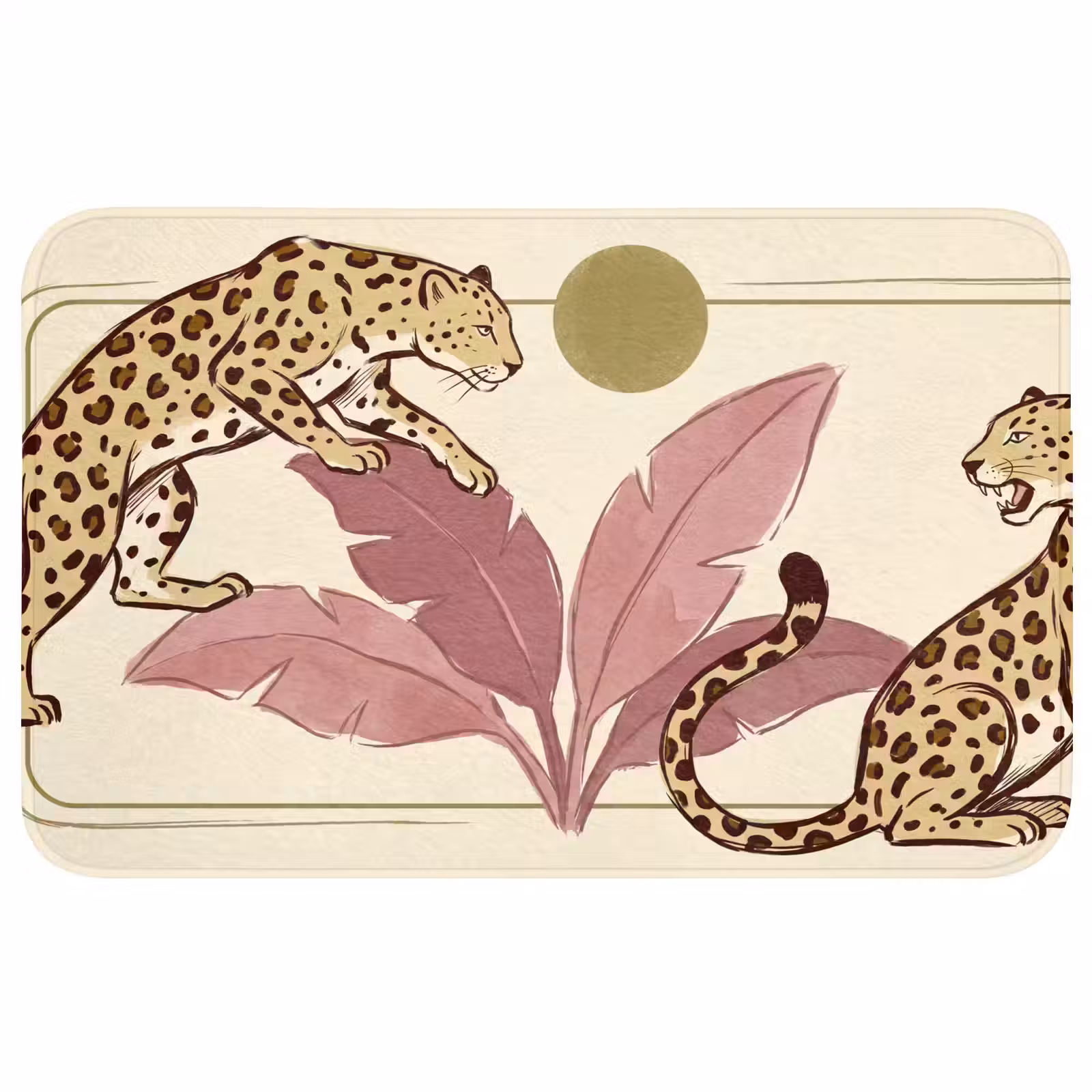 Wc Mat - Dieren - Kat - Jungle - Illustratie - Beige — 1