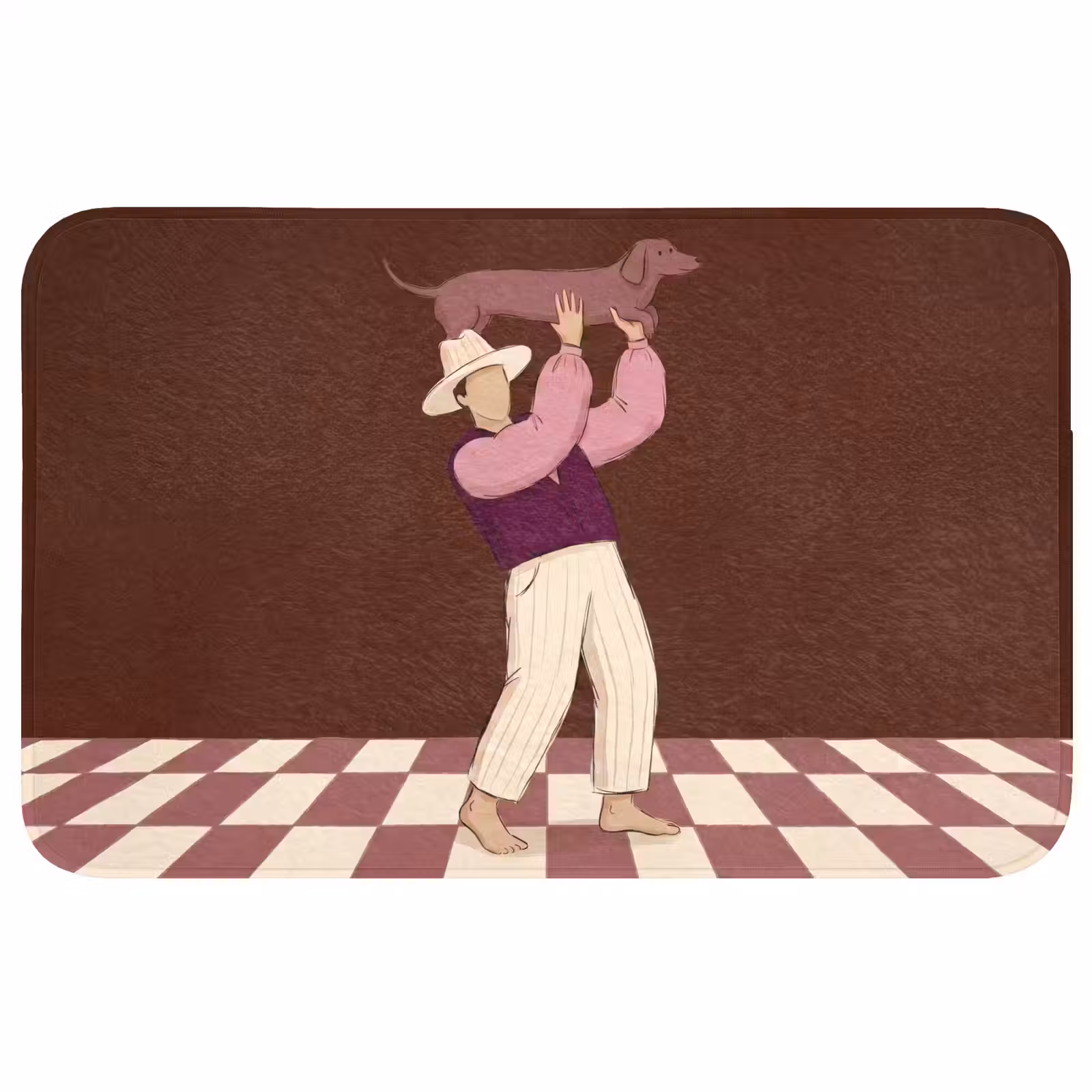 Wc Mat - Mens - Hond - Dieren - Abstract - Roze — 1