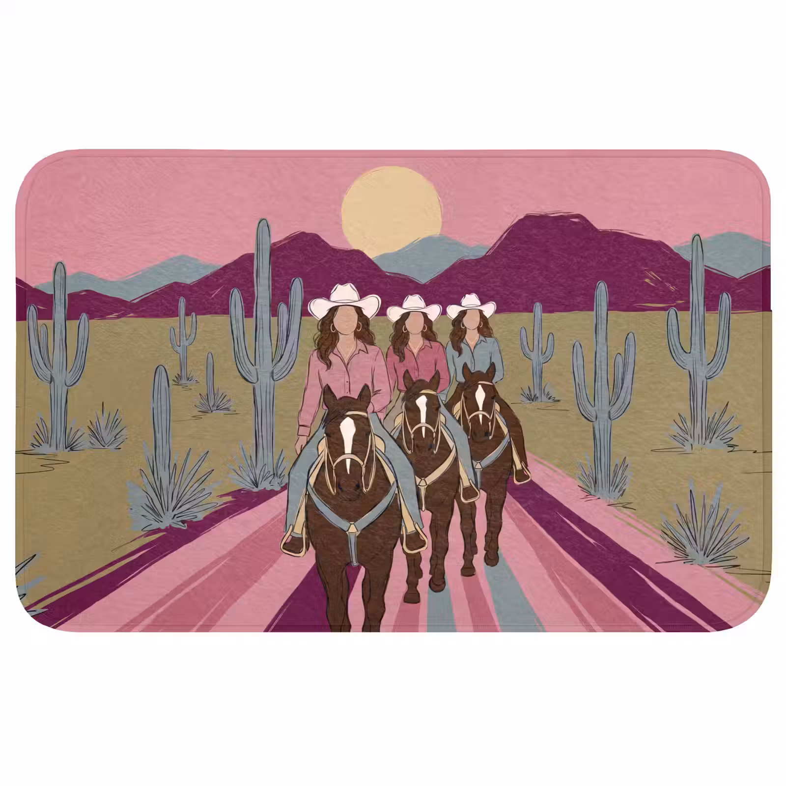 Wc Mat - Mensen - Paard - Woestijn - Abstract - Roze — 1