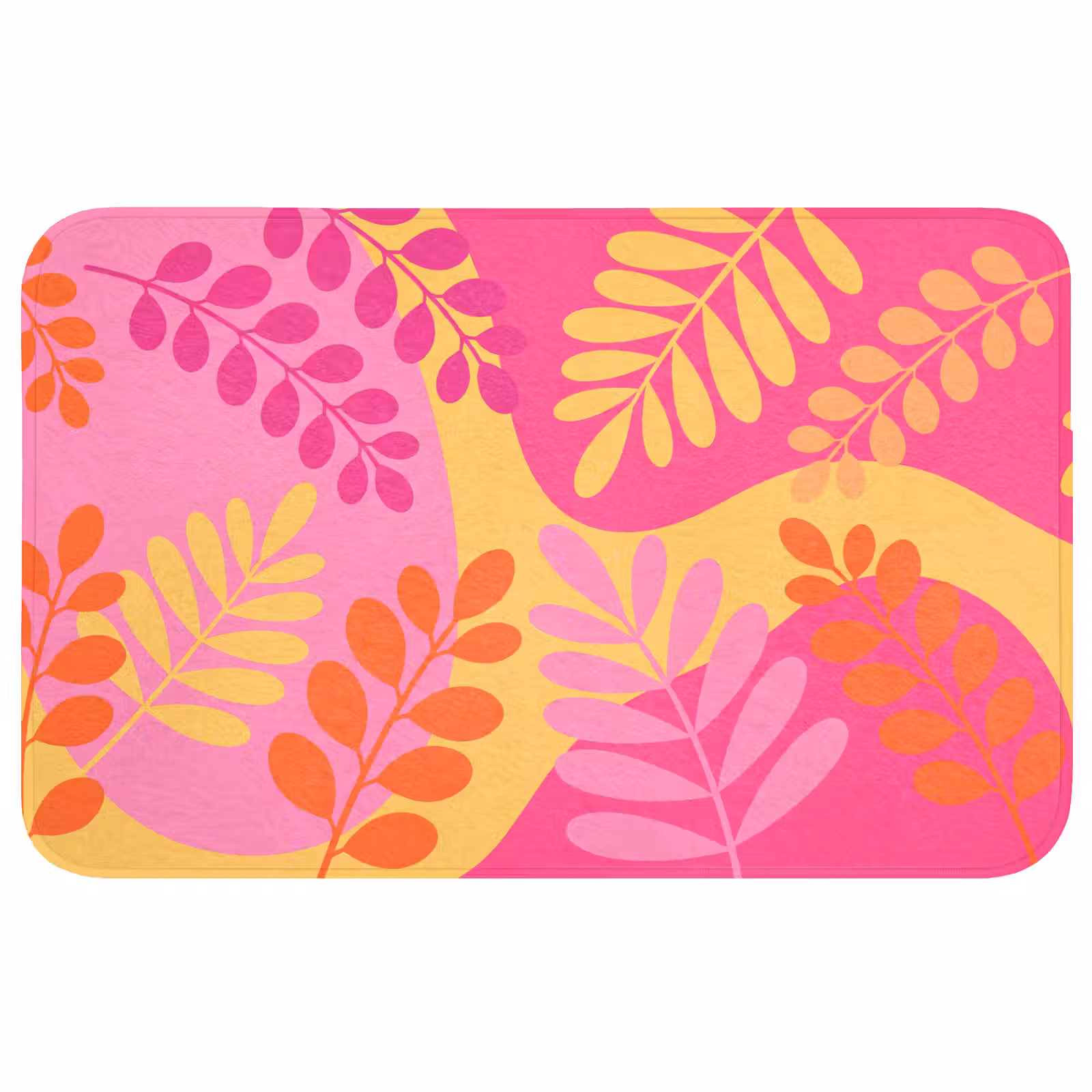 Wc Mat - Natuur - Bladeren - Abstract - Roze - Geel — 1
