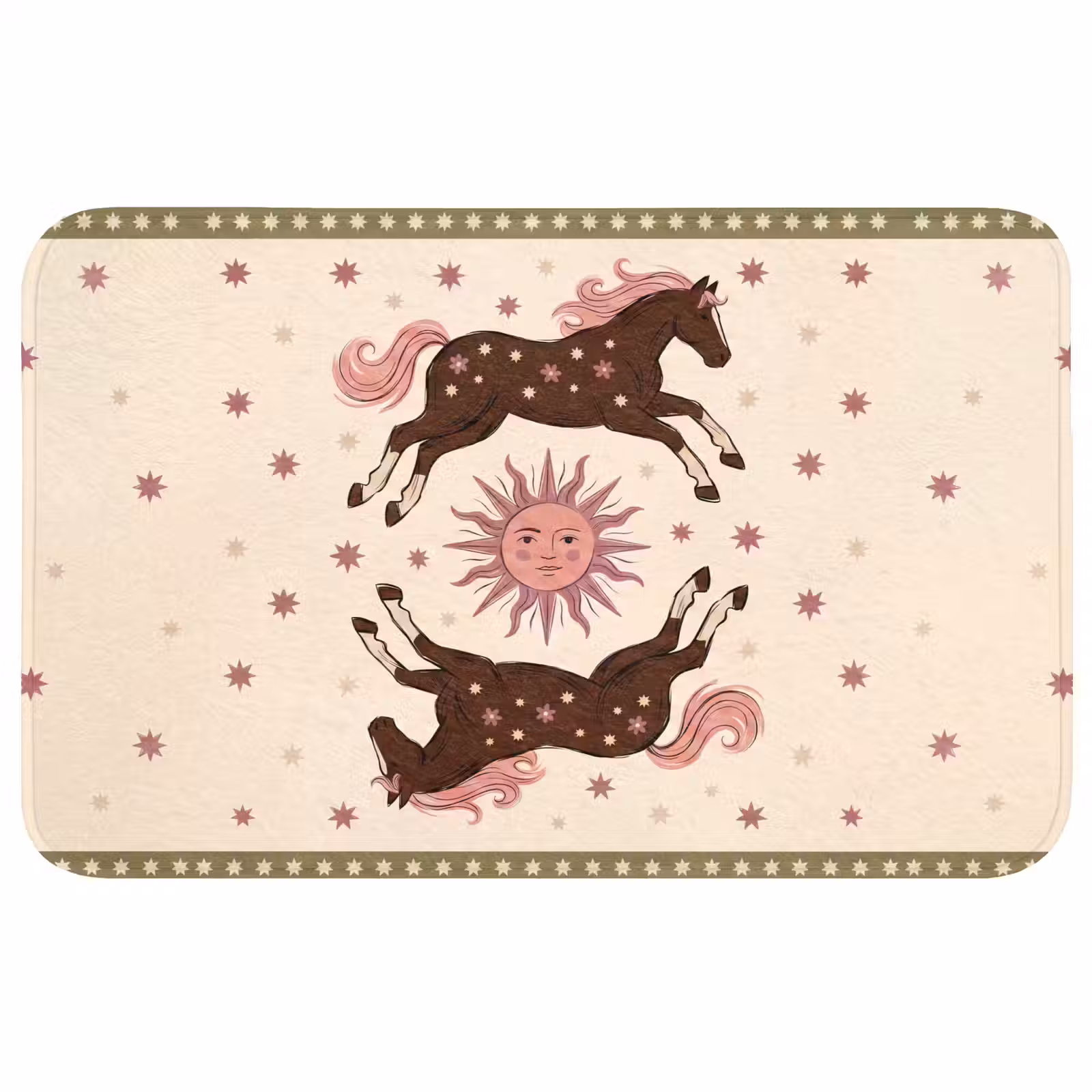 Wc Mat - Paard - Zon - Mystiek - Illustratie - Roze — 1