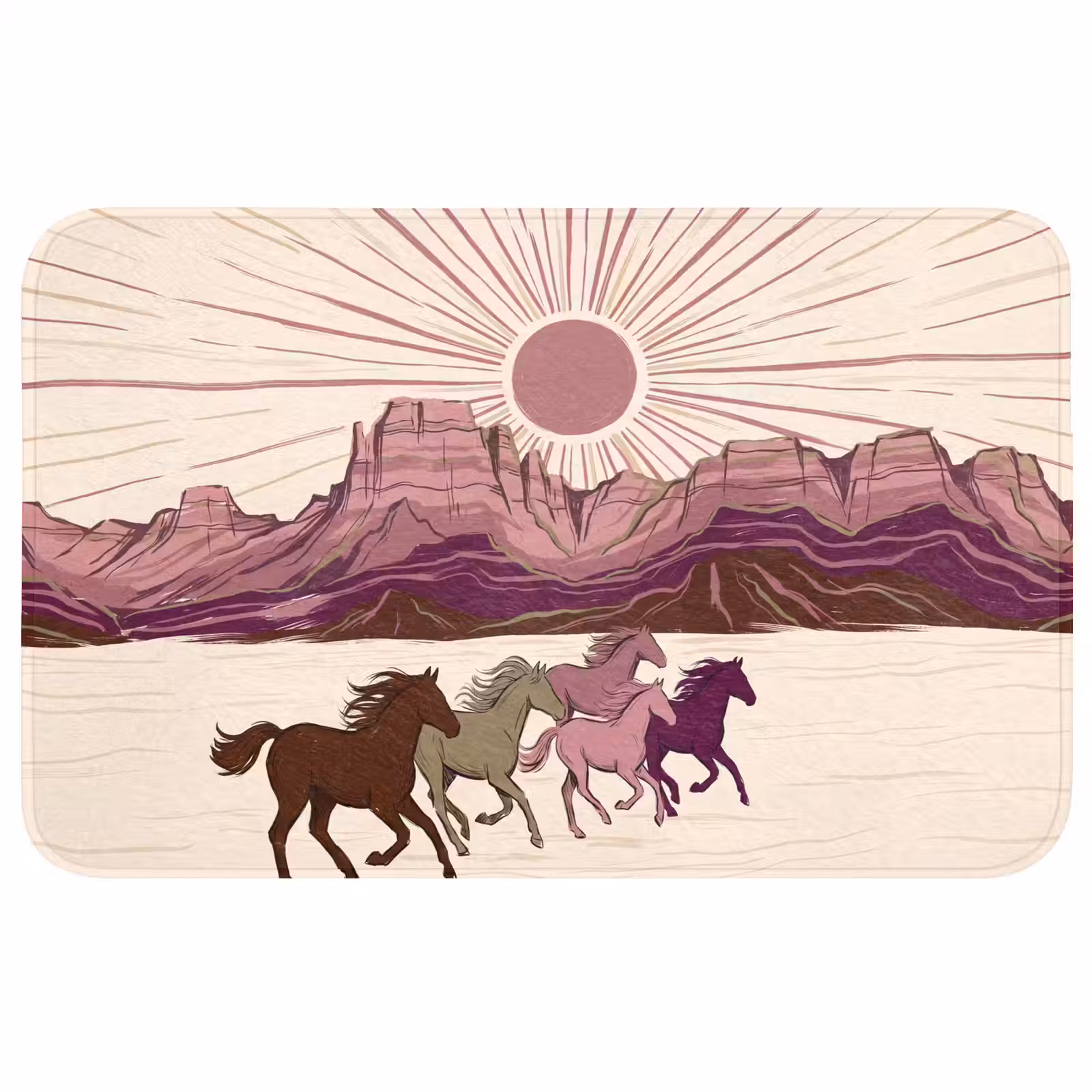 Wc Mat - Paarden - Rennend - Woestijn - Natuur - Abstract — 1
