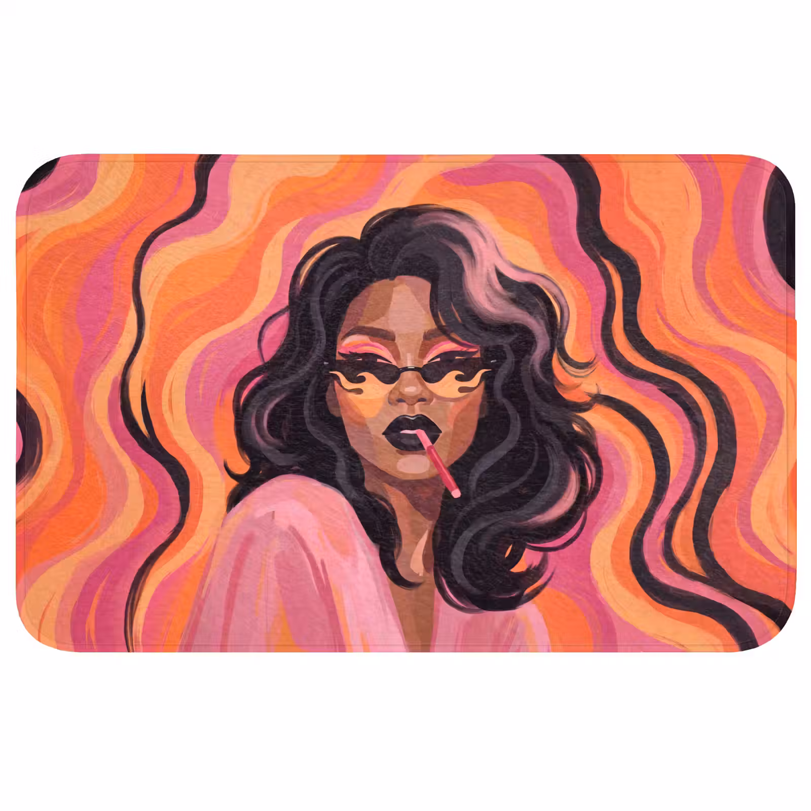 Wc Mat - Vrouw - Zonnebril - Modern - Portret - Oranje — 1