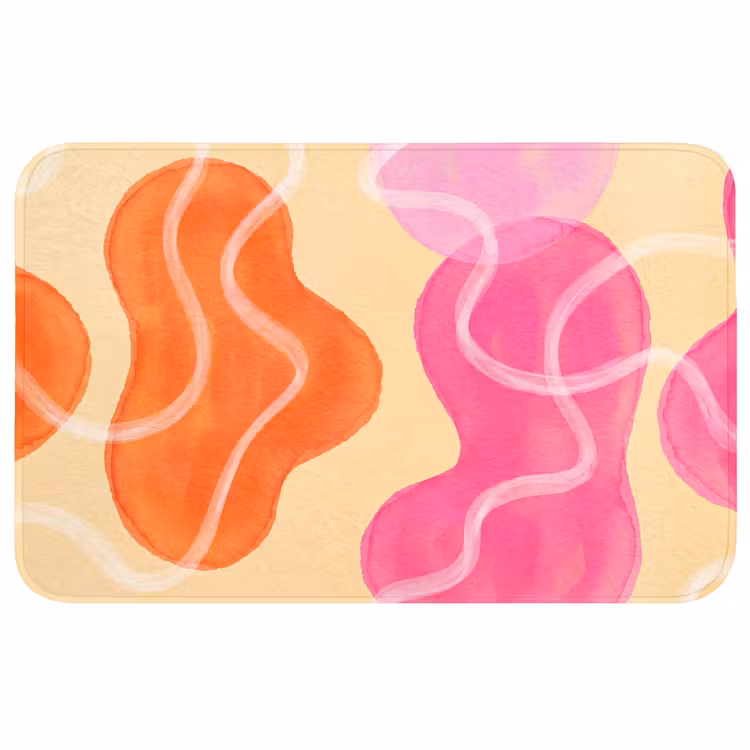 Wc Mat - Abstract - Aquarel - Organisch - Oranje - Roze — 1