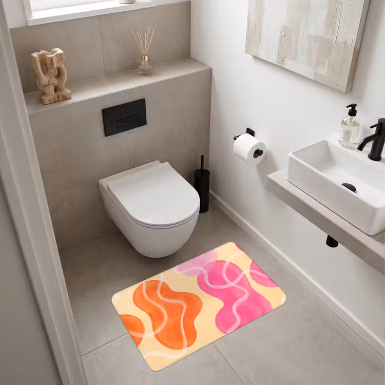 Wc Mat - Abstract - Aquarel - Organisch - Oranje - Roze — 6