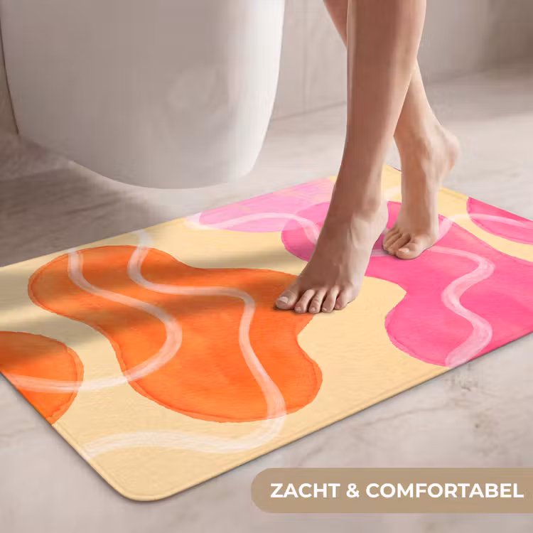 Wc Mat - Abstract - Aquarel - Organisch - Oranje - Roze — 7