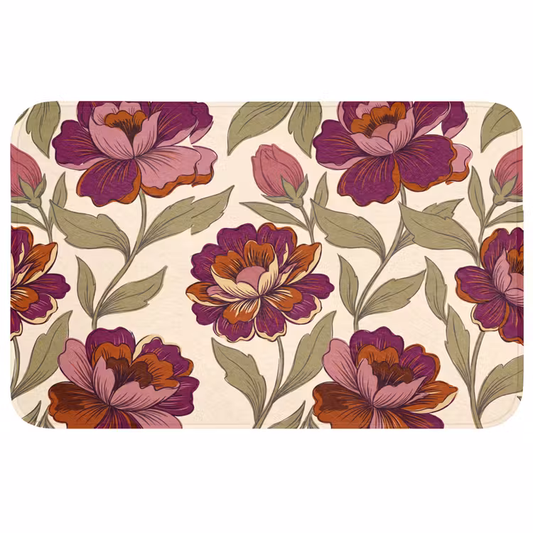 Wc Mat - Bloemen - Patroon - Natuur - Modern - Paars — 1