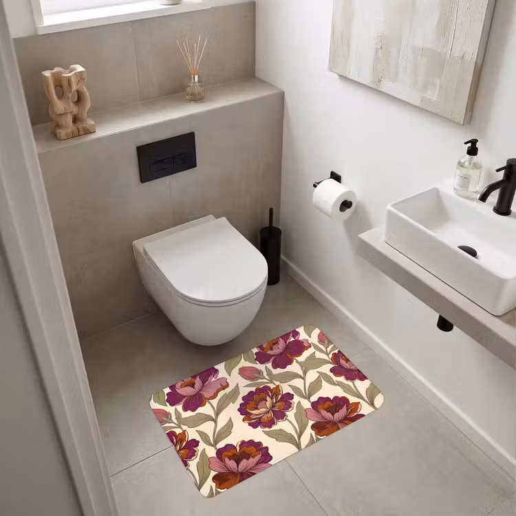 Wc Mat - Bloemen - Patroon - Natuur - Modern - Paars — 6