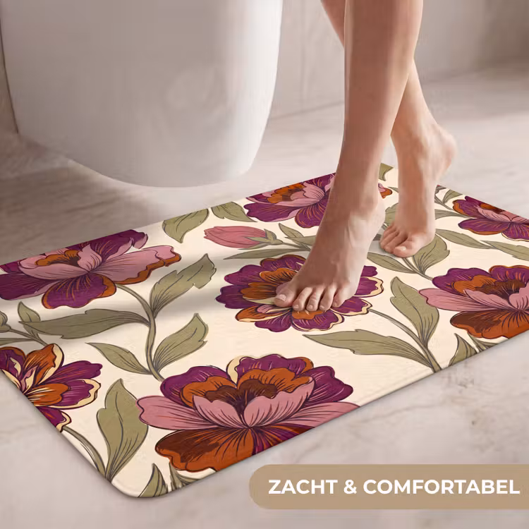 Wc Mat - Bloemen - Patroon - Natuur - Modern - Paars — 7