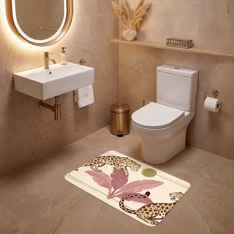 Wc Mat - Dieren - Kat - Jungle - Illustratie - Beige — 4
