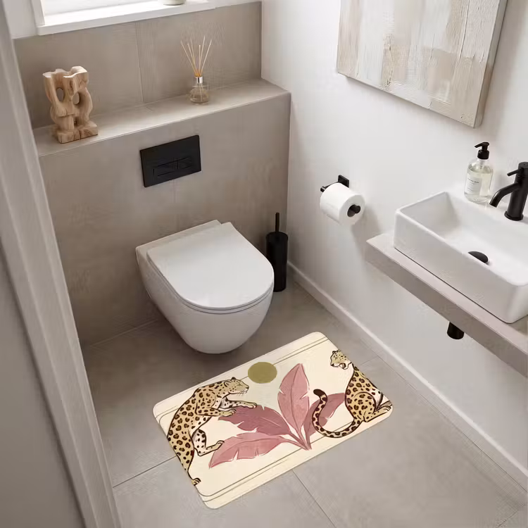 Wc Mat - Dieren - Kat - Jungle - Illustratie - Beige — 6