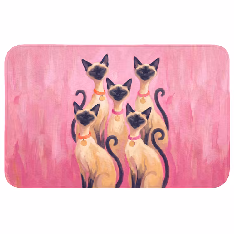 Wc Mat - Kat - Groep - Dieren - Modern - Roze — 1