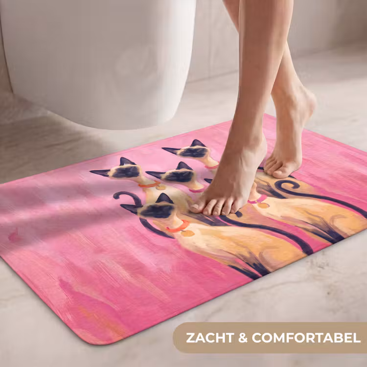 Wc Mat - Kat - Groep - Dieren - Modern - Roze — 7
