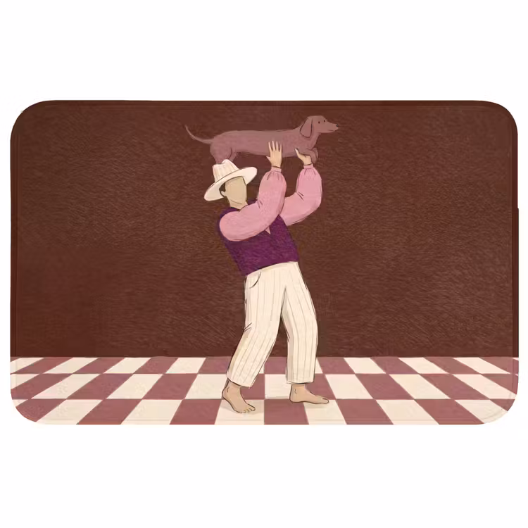 Wc Mat - Mens - Hond - Dieren - Abstract - Roze — 1
