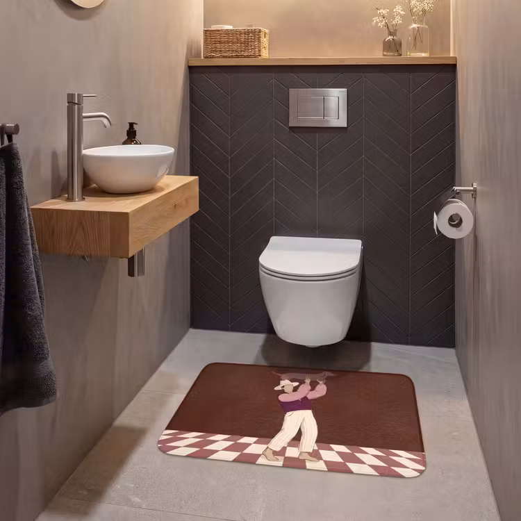 Wc Mat - Mens - Hond - Dieren - Abstract - Roze — 2