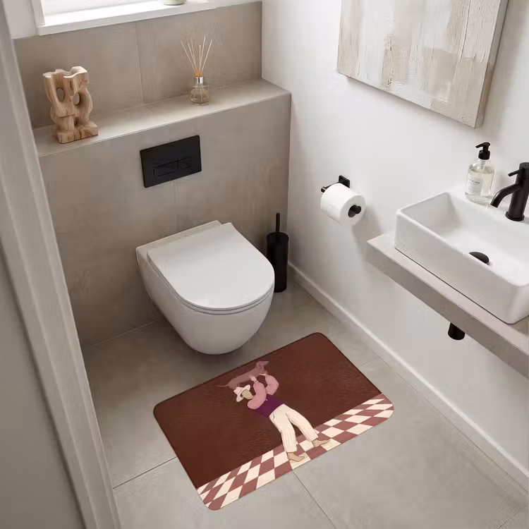Wc Mat - Mens - Hond - Dieren - Abstract - Roze — 6