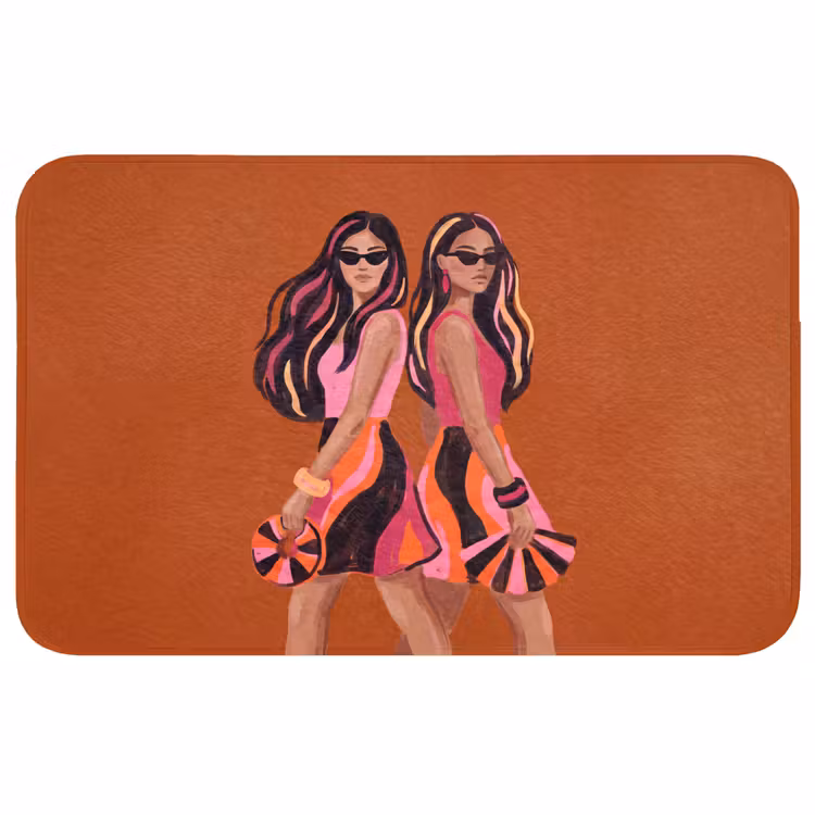 Wc Mat - Mensen - Duo - Mode - Illustratie - Kleurrijk — 1
