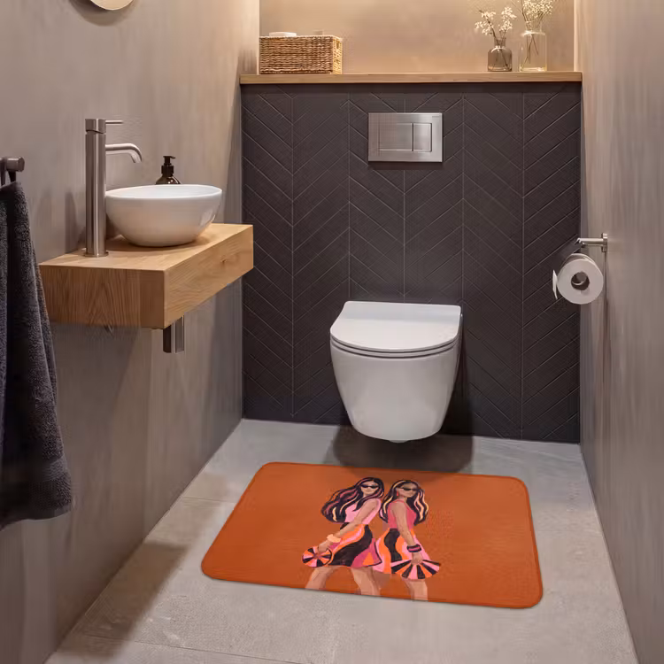 Wc Mat - Mensen - Duo - Mode - Illustratie - Kleurrijk — 2