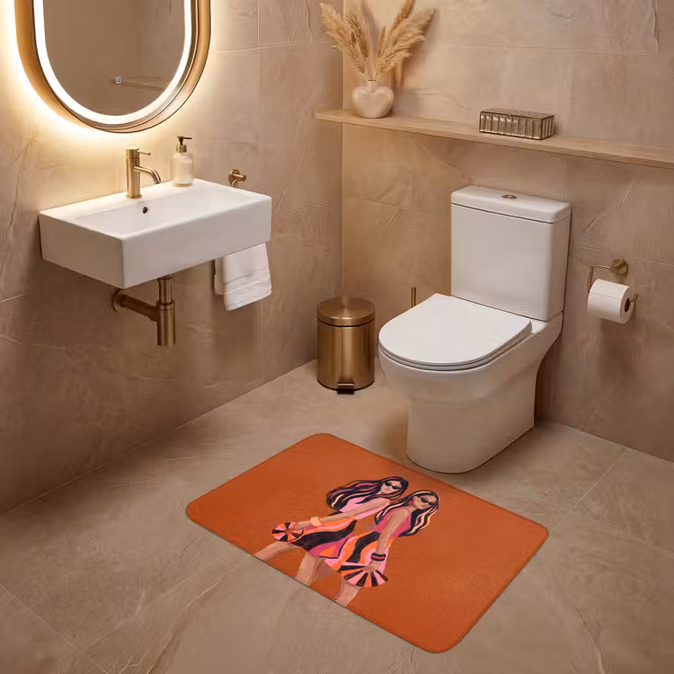 Wc Mat - Mensen - Duo - Mode - Illustratie - Kleurrijk — 4