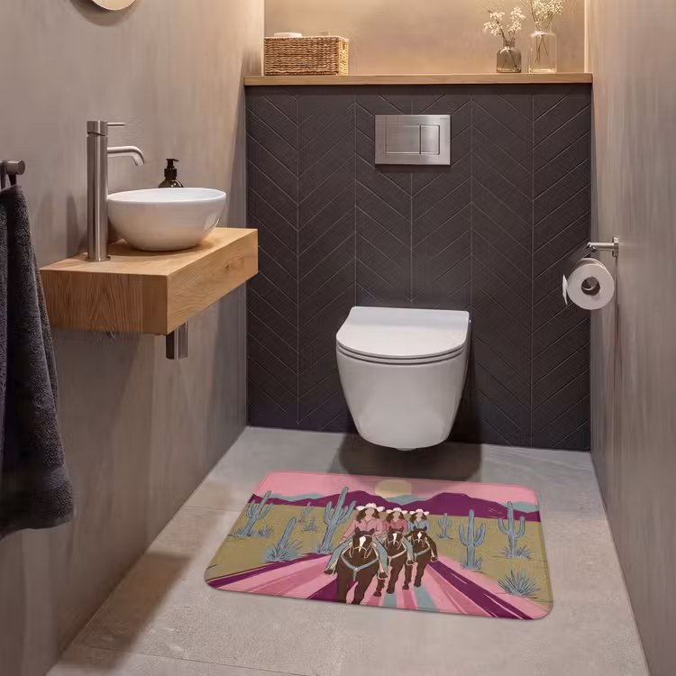 Wc Mat - Mensen - Paard - Woestijn - Abstract - Roze — 2