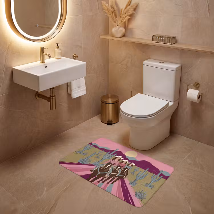 Wc Mat - Mensen - Paard - Woestijn - Abstract - Roze — 4