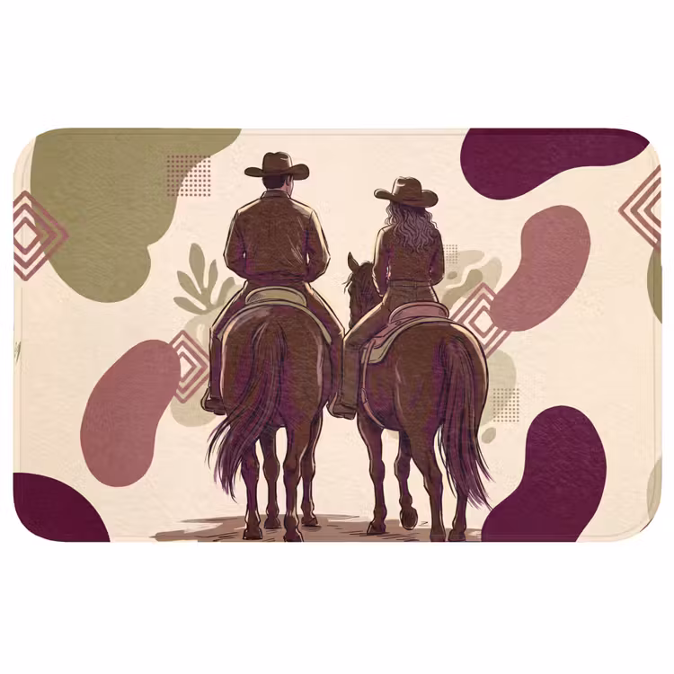 Wc Mat - Mensen - Ruiters - Western - Illustratie - Bruin — 1