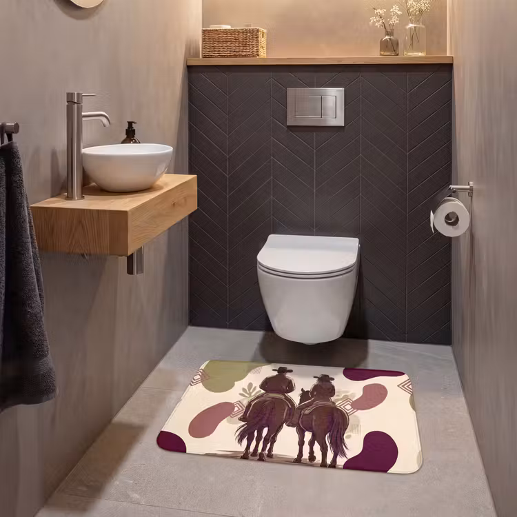Wc Mat - Mensen - Ruiters - Western - Illustratie - Bruin — 2