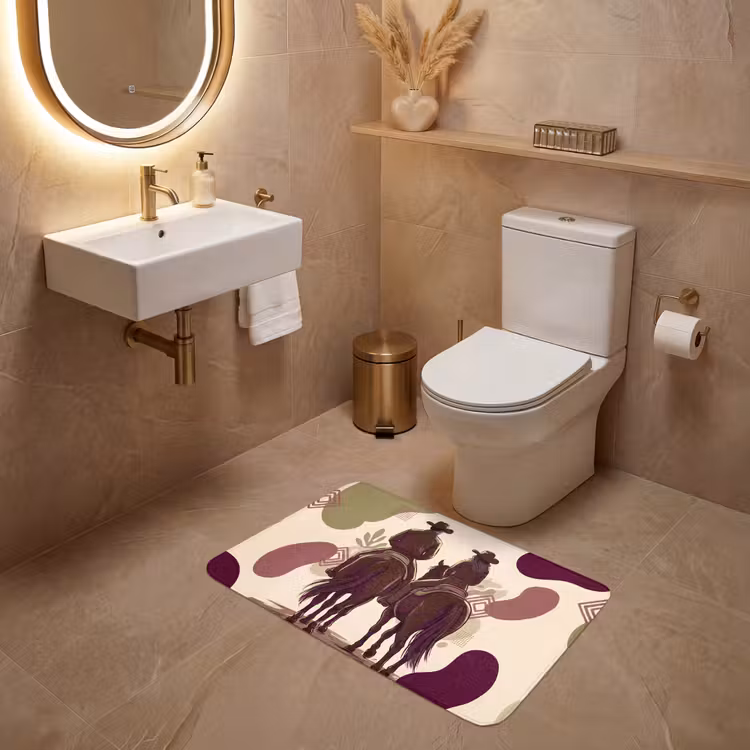 Wc Mat - Mensen - Ruiters - Western - Illustratie - Bruin — 4