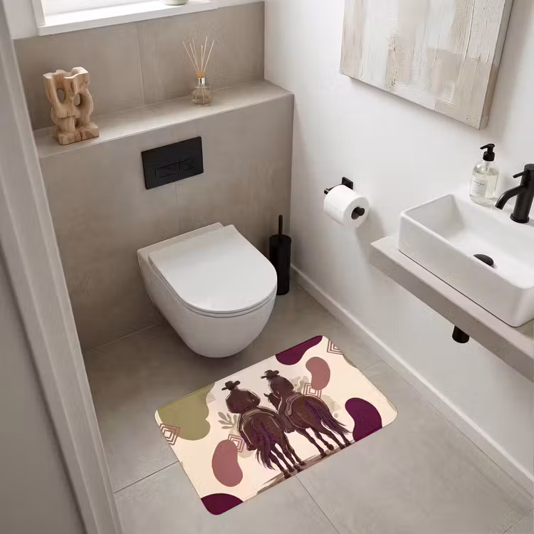 Wc Mat - Mensen - Ruiters - Western - Illustratie - Bruin — 6