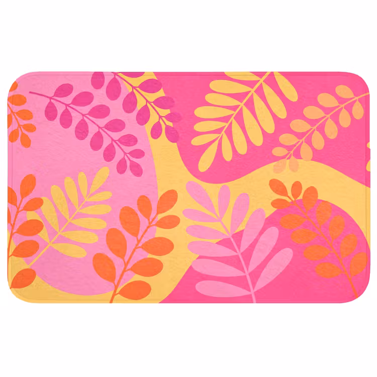 Wc Mat - Natuur - Bladeren - Abstract - Roze - Geel — 1