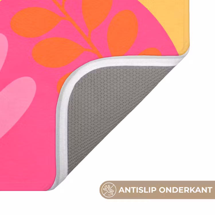 Wc Mat - Natuur - Bladeren - Abstract - Roze - Geel — 3
