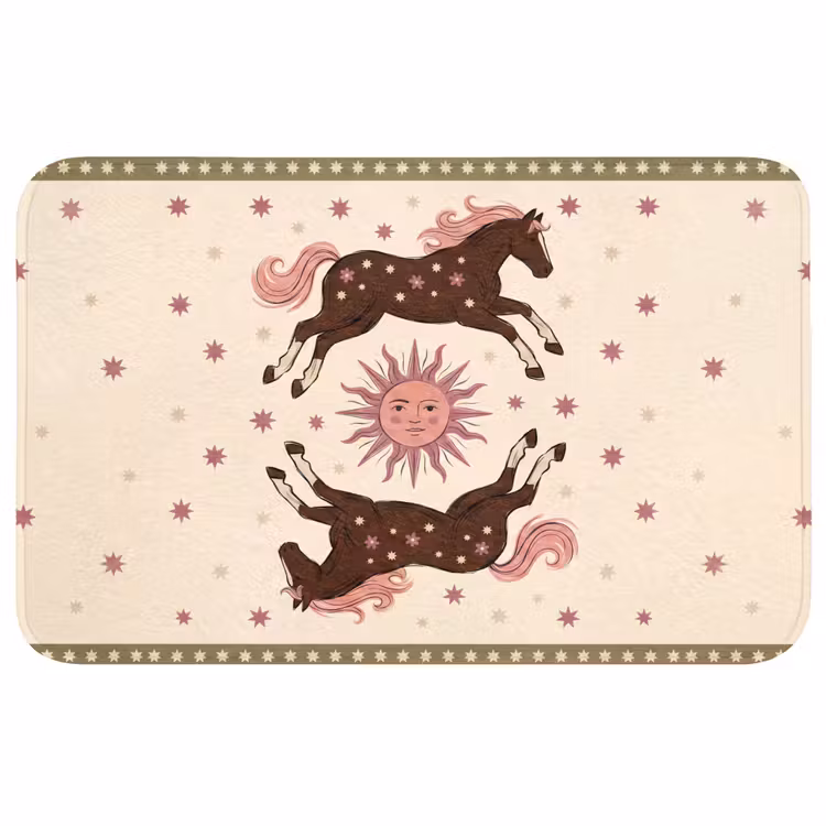 Wc Mat - Paard - Zon - Mystiek - Illustratie - Roze — 1