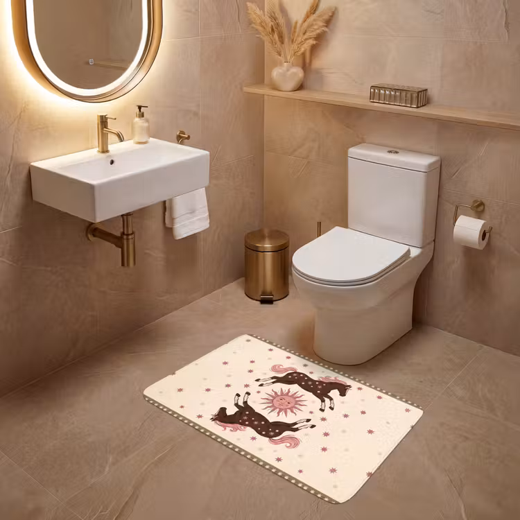 Wc Mat - Paard - Zon - Mystiek - Illustratie - Roze — 4