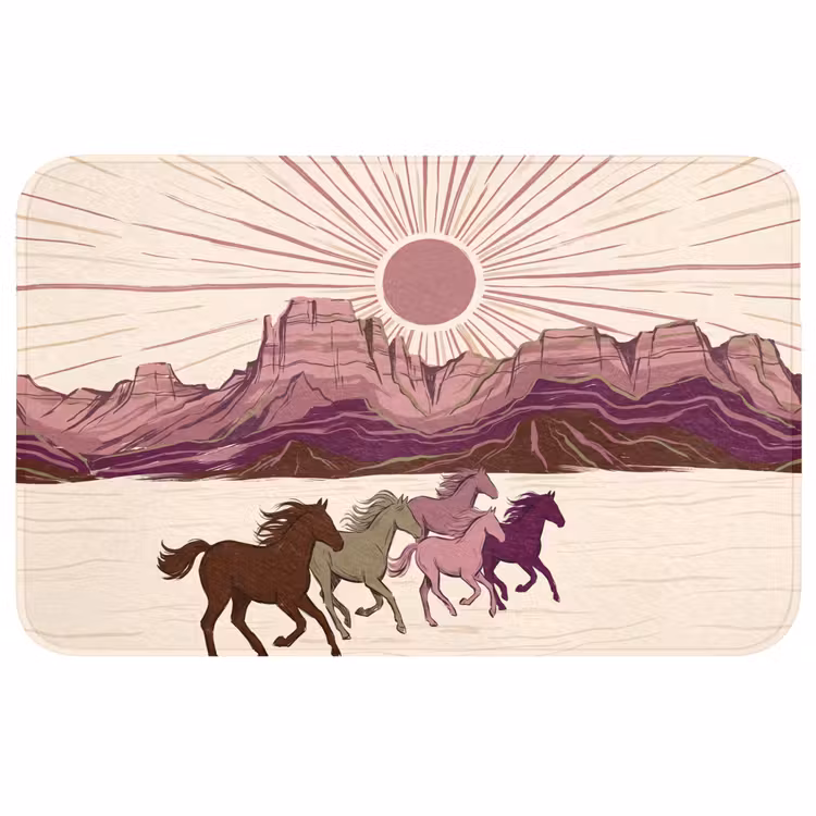Wc Mat - Paarden - Rennend - Woestijn - Natuur - Abstract — 1