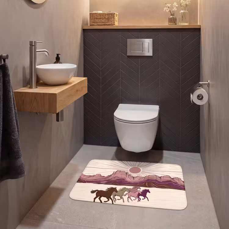 Wc Mat - Paarden - Rennend - Woestijn - Natuur - Abstract — 2