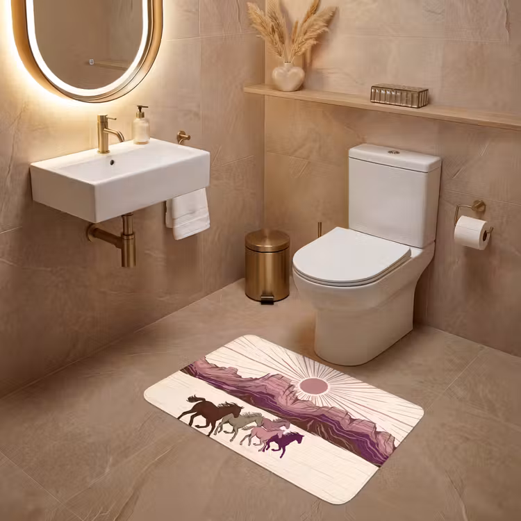 Wc Mat - Paarden - Rennend - Woestijn - Natuur - Abstract — 4