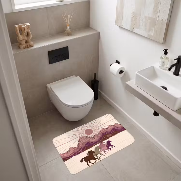 Wc Mat - Paarden - Rennend - Woestijn - Natuur - Abstract — 6