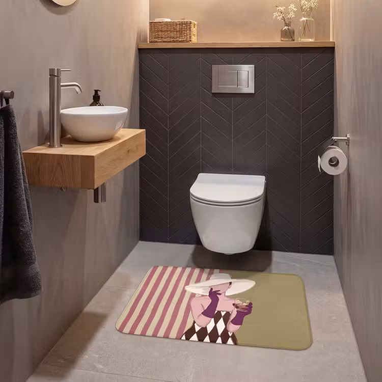 Wc Mat - Vrouw - Hoed - Mode - Abstract - Kleurrijk — 2