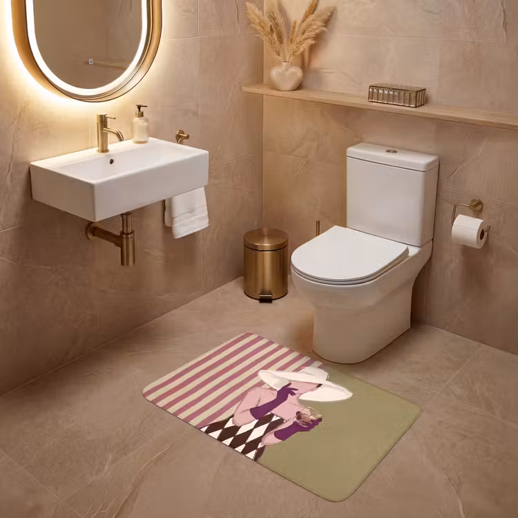 Wc Mat - Vrouw - Hoed - Mode - Abstract - Kleurrijk — 4
