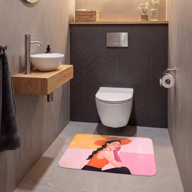 Wc Mat - Vrouw - Hoed - Mode - Modern - Oranje — 2
