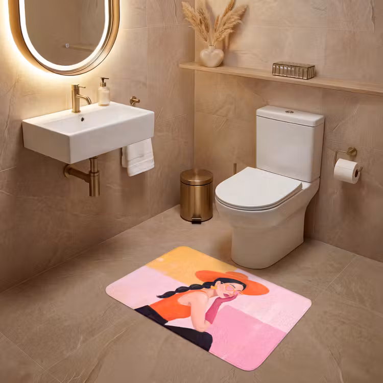 Wc Mat - Vrouw - Hoed - Mode - Modern - Oranje — 4