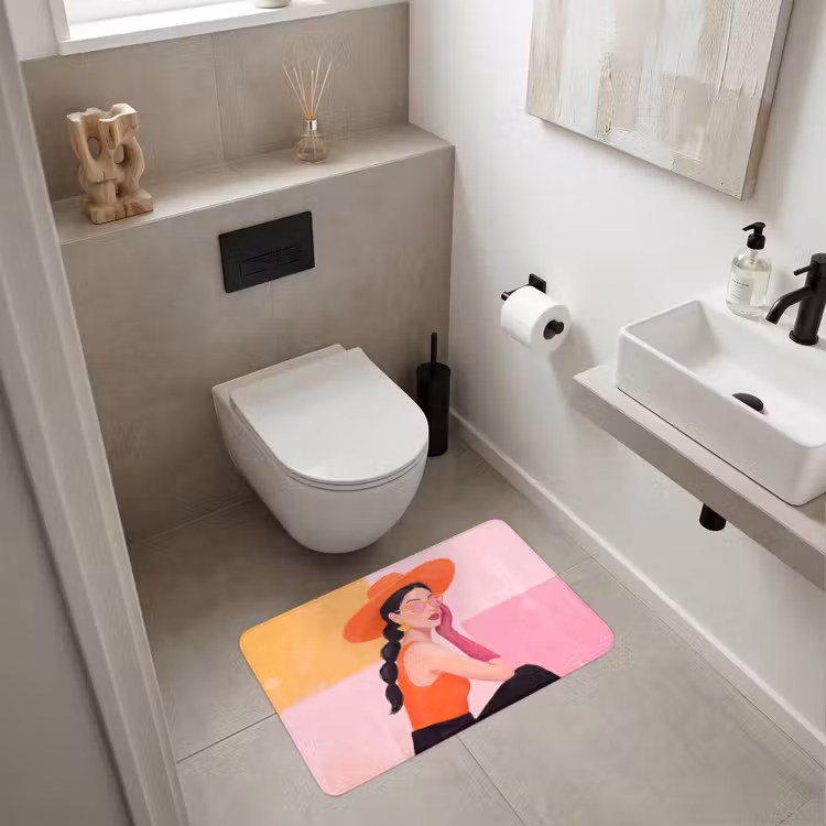 Wc Mat - Vrouw - Hoed - Mode - Modern - Oranje — 6